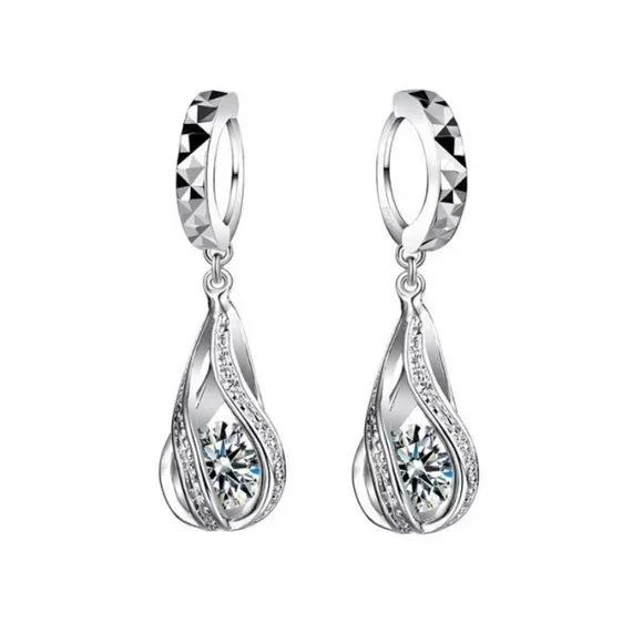 🌟 925 Sterling Silver Necklace And Earrings Set Tear Drop Cute Top Gift - Picture 2 of 7